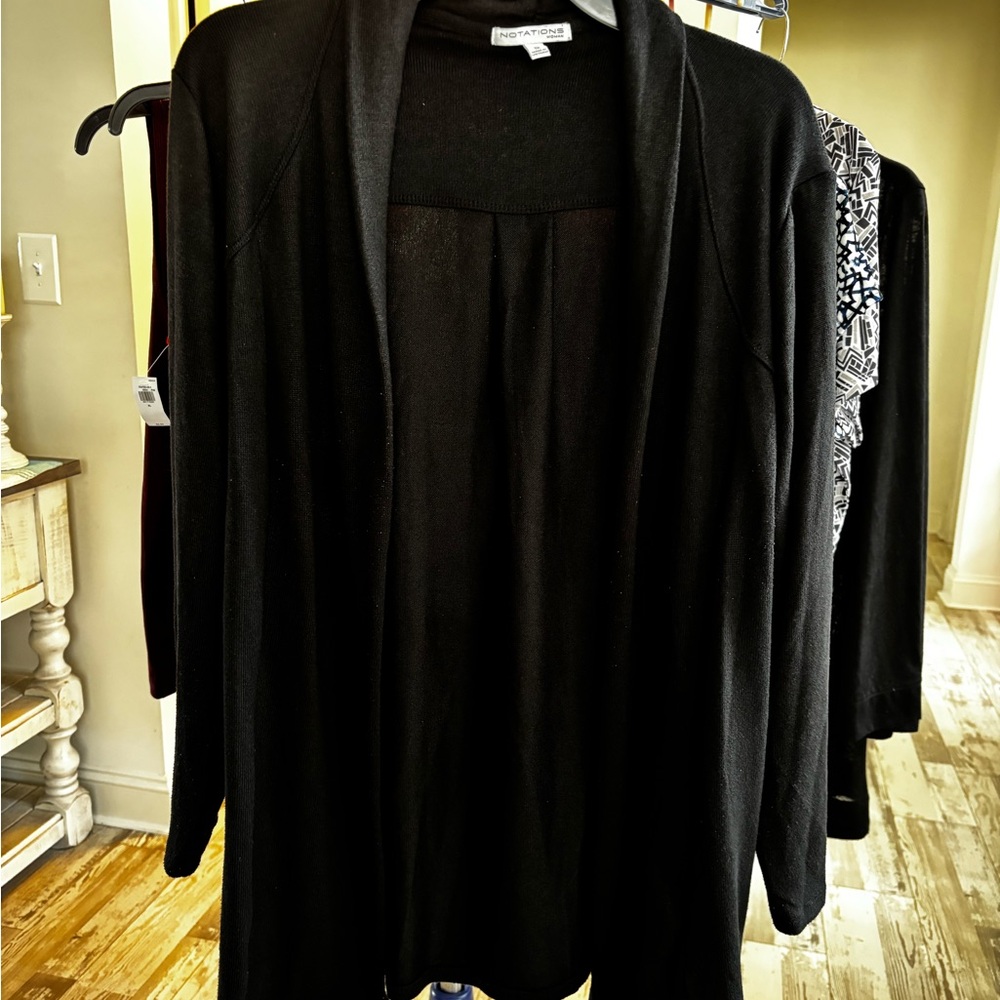 Notations Black Open-Front Cardigan Sweater